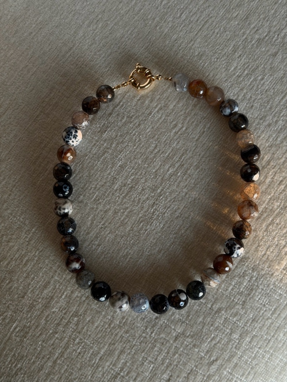 Handmade Multi-Tone Agate Bead Necklace
